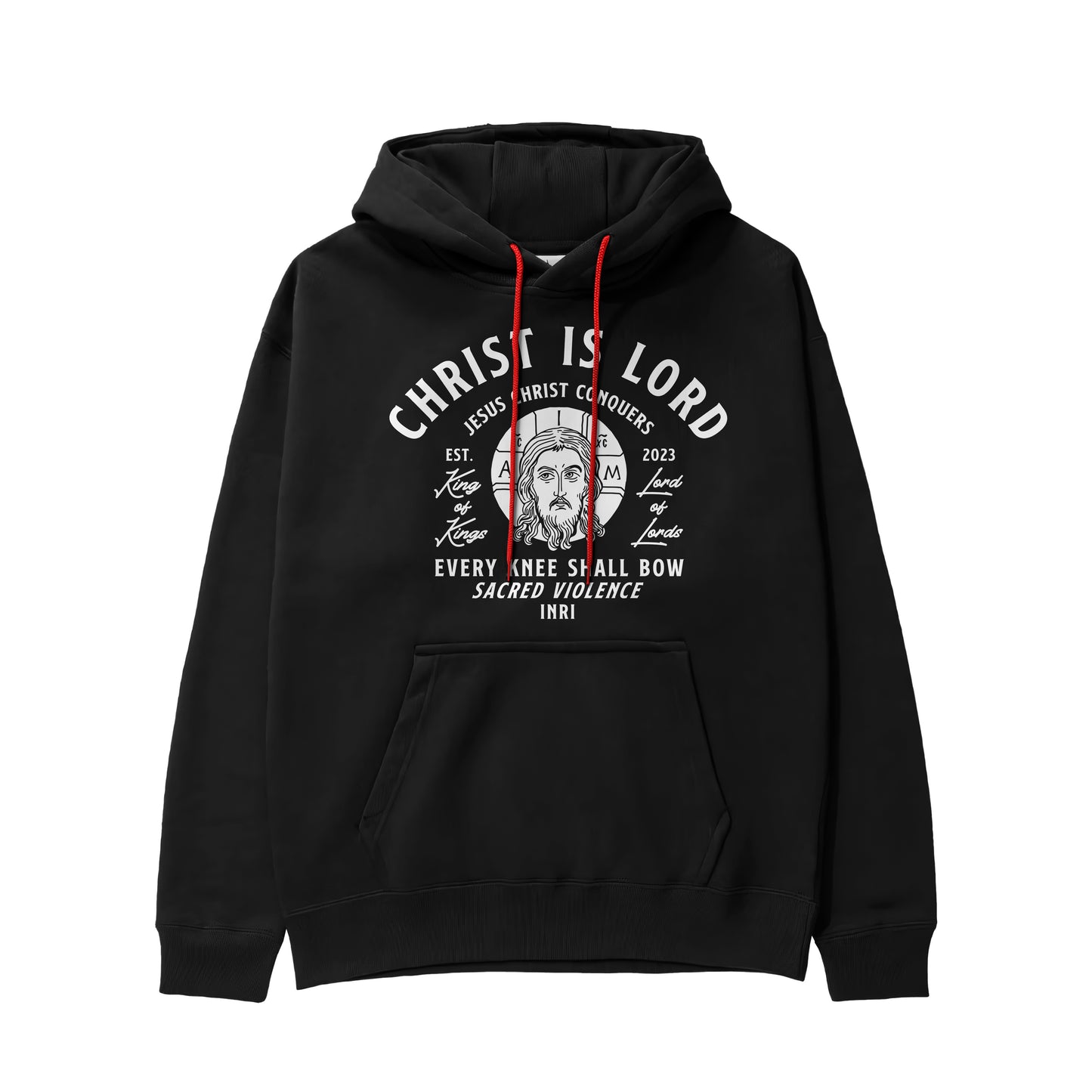 Christian Hoodie with Jesus Icon proclaiming Christ is Lord