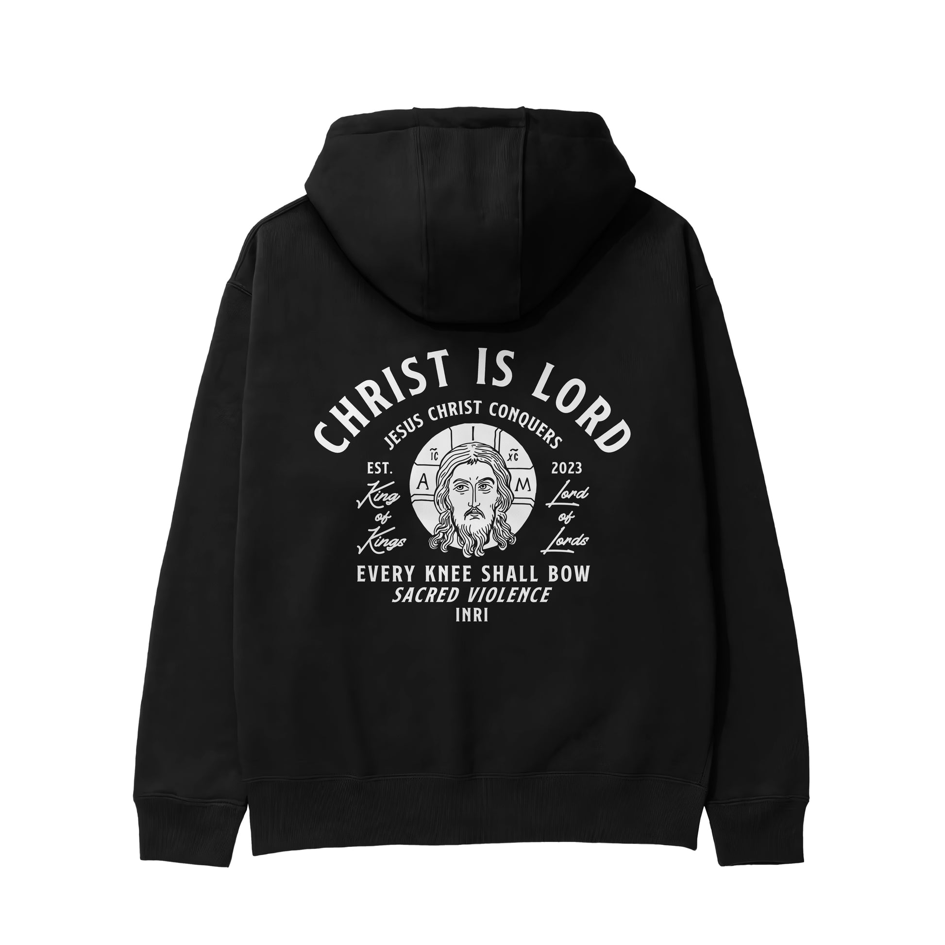 Christian Hoodie with Jesus Icon proclaiming Christ is Lord